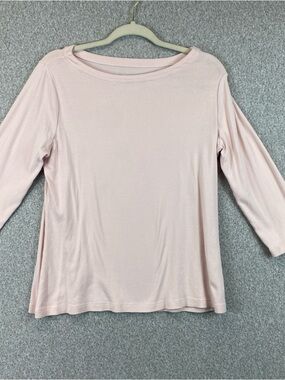 Chico's T Shirt Top Blouse Pullover Cotton Boat Neck Womens 1 (M) Pastel Pink
